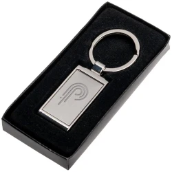 Брелок металлический прямоугольный с коробкой для индивидуального логотипа