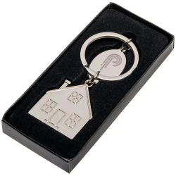 Брелок с шильдом 'Домик' металлический с индивидуальным логотипом